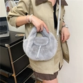 Light gray plush faux fur handbag with shoulder strap for autumn and winter styles - Gray
