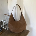 Borsa a spalla hobo retrò con stampa leopardata marrone scuro in materiale scamosciato - Marrone