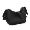 Sac bandoulière minimaliste noir en nylon haute densité avec cordon tressé et sangle - Noir