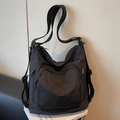 Schwarzer vielseitiger Nylon-Tote-Rucksack mit großem Fassungsvermögen und Reißverschlüssen - Schwarz