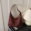 Vintage dark leopard print hobo tote bag with stylish shoulder strap and retro texture - Red