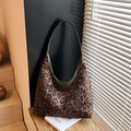 Hobo leopard print tote bag with olive green leather trim and stylish canvas finish - Green