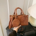 Bolso bandolera vintage marrón oscuro en cuero PU con un pequeño monedero - Marrón