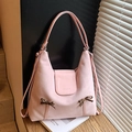 Pink vintage shoulder bag with leopard print bows and premium matte leather finish - Pink
