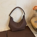 Borsa hobo classica a mezzaluna marrone caffè con finitura opaca e doppie cuciture - Marrone