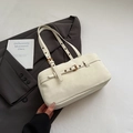 Chic off-white underarm bag with metal grommets and adjustable buckle strap detail - Off-White (Without Pendant)
