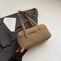 Vintage khaki large capacity underarm bag with adjustable buckle strap for women - Khaki (Without Charm)