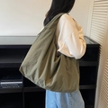 Sac hobo minimaliste en nylon vert olive avec cordon de serrage et grande capacité - Vert
