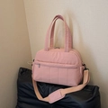 Borsa da viaggio in nylon rosa impermeabile con tracolla kaki e tasche capienti - Rosa