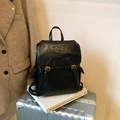 Retro black oil wax leather backpack with iBOMB logo and golden buckle detail - Black without Pendant