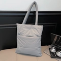 Bolso tote acolchado gris claro para mujer, ideal para la oficina o para la universidad - Talla única / Gris
