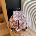 Rosa Canvas Rucksack mit Leopardenmuster, Kordelzug und zwei Vordertaschen - Rosa