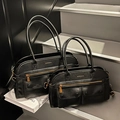 Stijlvolle zwarte PU-lederen draagtas en handtas met gouden metalen details - Groot / Zwart