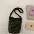 Sac fourre-tout en peluche avec motif léopard vert et marron pour l'automne - Style Léopard Vert Foncé / Léopard Vert