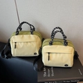 Borsa a tracolla minimalista con manico in corda intrecciata e design bicolore - Giallo Grande