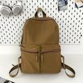 Minimalist khaki brown nylon backpack with multi-pocket design for daily commute - Khaki