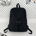 Minimalist black large capacity laptop backpack with two front zipper pockets for students - Black