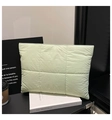 Pale green quilted tote bag with padded nylon texture and square stitching details - Green
