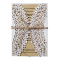 Laser cut white floral wedding invitation set with kraft paper card and hemp rope twine - White