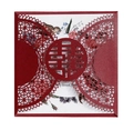 Elegante invito di nozze cinese rosso intagliato al laser con inserto floreale - Rosso scuro