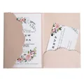 Elegant laser cut wedding invitation set with champagne pink cover and floral cards - Nude Pink