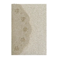 Vista ravvicinata di carta oro champagne glitterata con motivi a rose intagliati al laser - Oro Chiaro Glitter