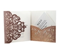 Elegant rose gold laser cut wedding invitation set with glitter finish and RSVP card - Apple Gold