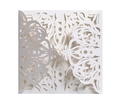 Invito di nozze in pizzo bianco tagliato al laser con elegante motivo floreale traforato - Bianco