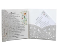 Laser cut glitter silver invitation card set with elegant floral hollow pattern - Silver Glitter