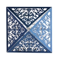 Τετράγωνο προσκλητήριο γάμου laser-cut με δαντελωτά σχέδια σε μπλε και μεταλλικό χρώμα - Σκούρο μπλε
