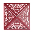 Λεπτομέρεια κόκκινης πρόσκλησης γάμου laser-cut με δαντέλα και γυαλιστερό φινίρισμα - Σκούρο Κόκκινο