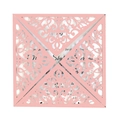 Pink laser-cut lace wedding invitation cover with elegant vine patterns and square design - Pink