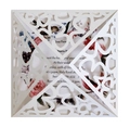 Élégante invitation de mariage blanche découpée au laser avec motifs floraux délicats - Blanc