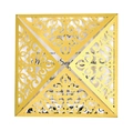 Detailed laser-cut hollow floral pattern on a gold wedding invitation with white insert card - Gold