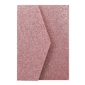 Elegant rose gold glitter wedding invitation card with a minimalist triangle flap design - Pink