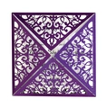 Purple laser cut wedding invitation card with elegant floral hollow pattern and white insert - Dark Purple