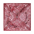 Invito a nozze rosso scuro tagliato al laser con pizzo floreale e finitura glitterata - Rosso scuro