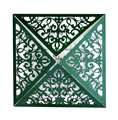 Detail of laser-cut dark green wedding invitation with vintage hollow lace pattern - Ink Green