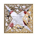 Faire-part de mariage doré découpé au laser avec carte florale et motif d'oiseau évidé - Beige Or