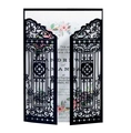 Laser-cut gatefold wedding invitation with black hollow lace design and floral inner card - Black