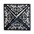 Elegant laser-cut black wedding invitation card with intricate floral hollow patterns - Black