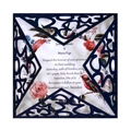 Faire-part de mariage bleu marine découpé au laser avec élégante carte intérieure fleurie - Bleu foncé