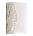 Detailed laser-cut floral pattern on white wedding invitation card cover made of pearl paper - Ivory
