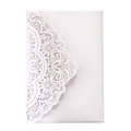 Elegant white laser-cut invitation card with mandala lace pattern and pearlescent finish - White