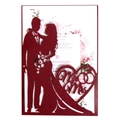 Invitación de boda calada con silueta de corazón Mr & Mrs y tarjeta de flores - Rojo Oscuro
