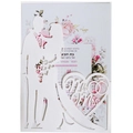 Invitación de boda blanca cortada con láser con silueta Mr & Mrs y forro floral elegante - Blanco