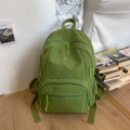 Zaino verde erba minimalista con tasche multiple con cerniera per viaggi e scuola - Verde