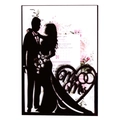Elegant black acrylic Mr & Mrs wedding cake topper featuring silhouettes and rings - Black Khaki