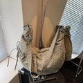 Grüne Leinwand-Achseltasche mit Vichy-Karomuster, Metallschnalle und seitlicher Schleife - Grün