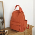Burnt orange minimalist nylon backpack with dual top handles and large capacity - Orange Without Pendant
